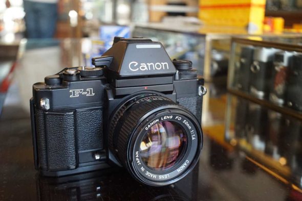 Canon new F-1 kit + AE prism + Canon lens FD 50mm 1:1.4, OUTLET