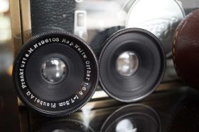Plaubel Weitwinkel Orthar 7.3cm f/6.8 lens blocks in pouch