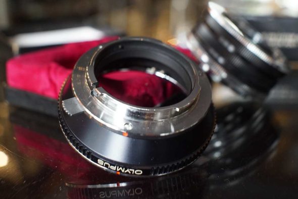 Olympus OM-System lens to Pen F mount adapter, boxed + Extension rings