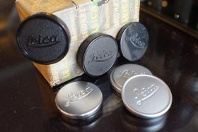 Leica front lens cap collection, early A36 size (6 pieces)