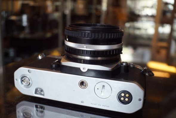 Nikon FM2n chrome + AI-S 50mm F/1.8 Nikkor lens, serviced by ACR
