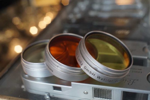 Lot of 3x Summarit 1:1.5 / 50mm Leica filters, Orange, Yellow 1 + 0