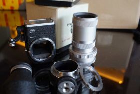 Leica Visoflex II lot with focus tubes, adapter rings, spacers, some boxed