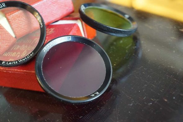 Lot of 3x filters for SUMMAR 5cm lens: uva, deep red, green. two boxed