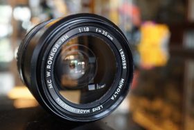 Minolta MC W.Rokkor-HH 35mm F/1.8 lens, very worn but good