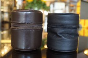 Pair of Leather Leica lens cases. old and new