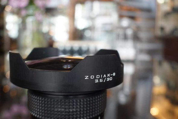 Soviet Zodiak-8 30mm F/3.5 fisheye lens K88 mount with converters to P6/Mamiya 645 mount