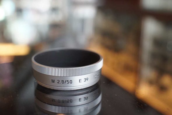 Leica lens hood Silver 12549, E39 for late Elmar 2.8 / 50mm M