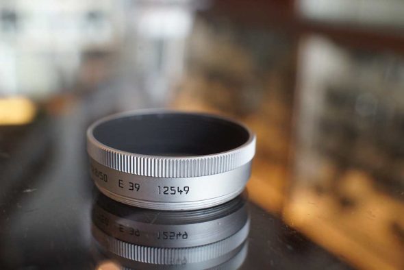 Leica lens hood Silver 12549, E39 for late Elmar 2.8 / 50mm M