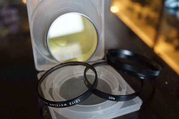 Leica Series VII filter lot of 3. 2x UV + Yellow with 14161 retainer ring