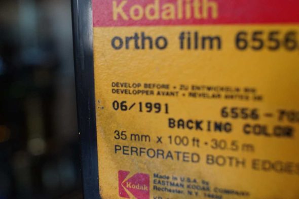 Kodak 6556 Ortho Type 3 in 35mm, 100ft bulk film, expired 1991