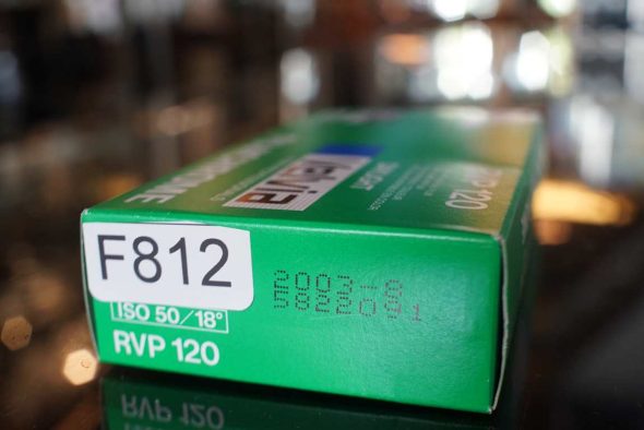 Fujifilm Velvia slide film in 120 format, sealed 5-pack, expired 2003