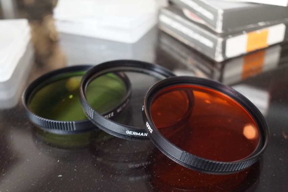 Leica 3x E55 filter lot, UV, green, orange (13391-13373-13312)