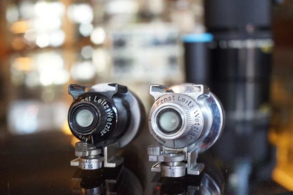 Pair of Leitz VIDOM variable finders. Black/Nickel and Chrome