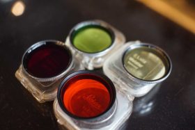 4x Leitz contrast filters for Summitar 50mm, Red-Yellow-Green-Orange