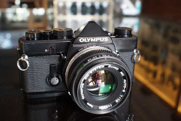 Olympus OM-1 black + OM 50mm F/1.8 lens, CLA’d kit