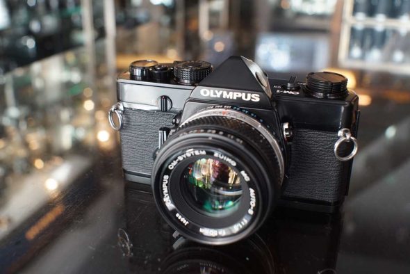 Olympus OM-1 black + OM 50mm F/1.8 lens, CLA’d kit