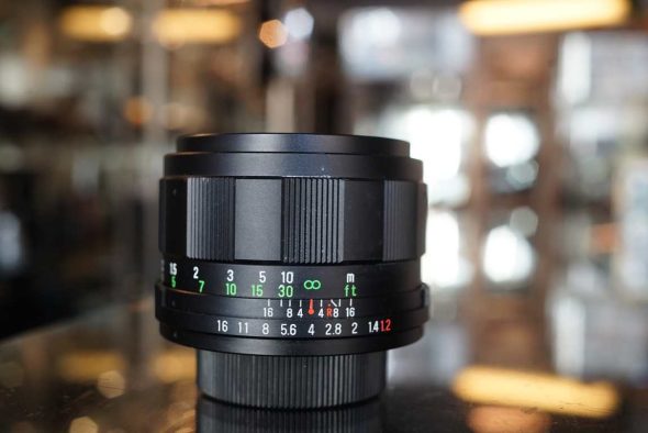 Cosinon Auto 55mm F/1.2 TOMIOKA lens Japan, M42 mount, all black version