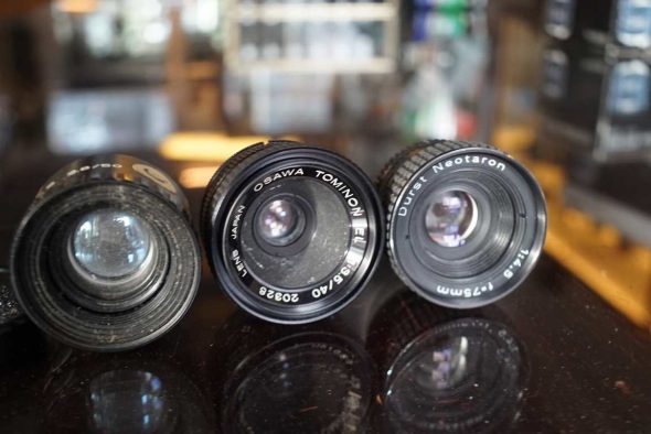 3x Enlarger lenses: Tominon 3.5/40, Componon-S 2.8 / 50, Durst 4.5 / 75mm