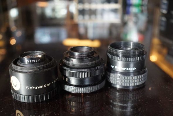 3x Enlarger lenses: Tominon 3.5/40, Componon-S 2.8 / 50, Durst 4.5 / 75mm