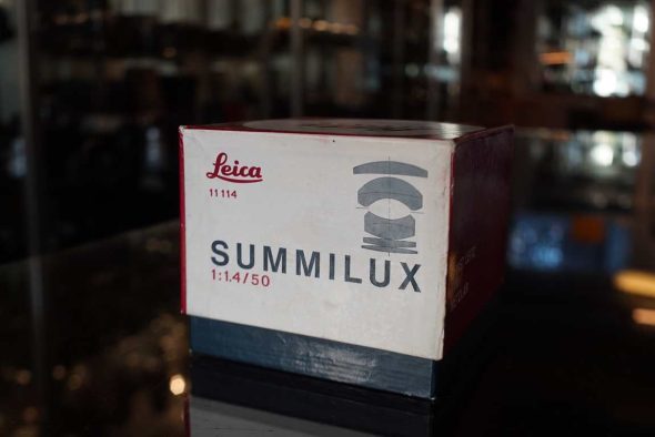 Leica 11114 Summilux 50mm F/1.4 M-mount lens, empty box