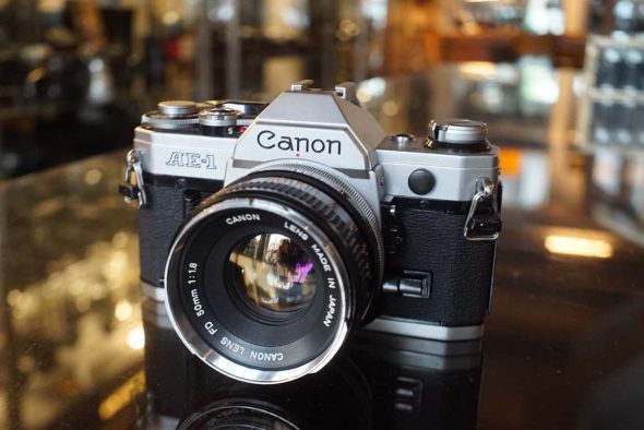 Canon AE-1 silver + FD 50mm f/1.8 Chrome nose