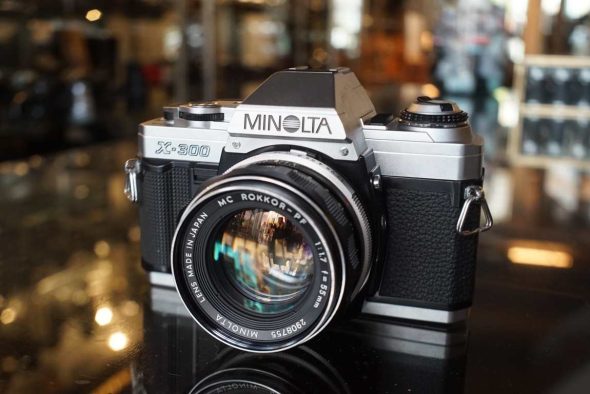 Minolta X-300 camera + MC Rokkor 55mm f/1.7 lens