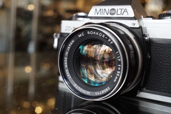 Minolta X-300 camera + MC Rokkor 55mm f/1.7 lens