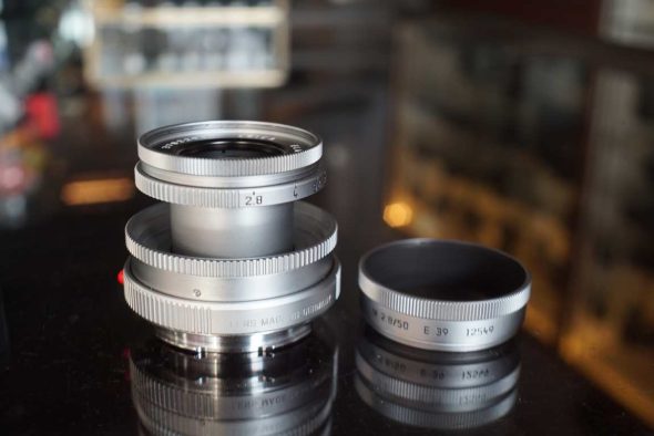 Leica Elmar-M 50mm F/2.8 lens Silver with 12549 hood