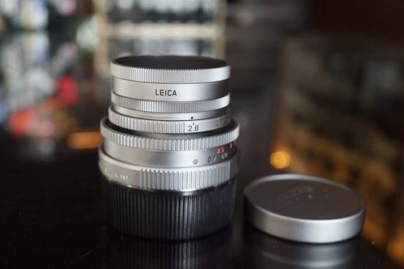 Leica Elmar-M 50mm F/2.8 lens Silver with 12549 hood