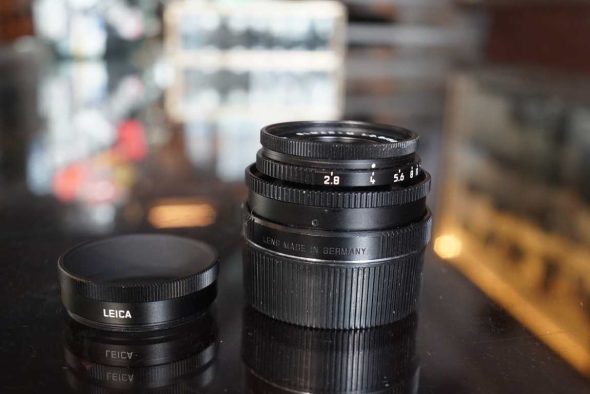 Leica Elmar-M 50mm F/2.8 lens black with hood