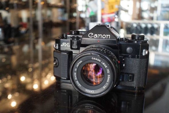 Canon A-1 + nFD 50mm f/1.8 lens kit, CLA