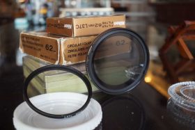 Nikon 62mm Polariser + L37C UV filters, boxed