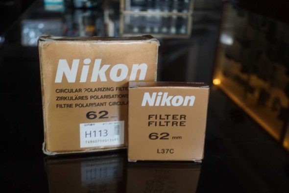 Nikon 62mm Polariser + L37C UV filters, boxed