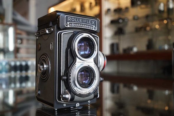 Rolleiflex T grey, Tessar 75/3.5 lens (with light meter), fresh CLA