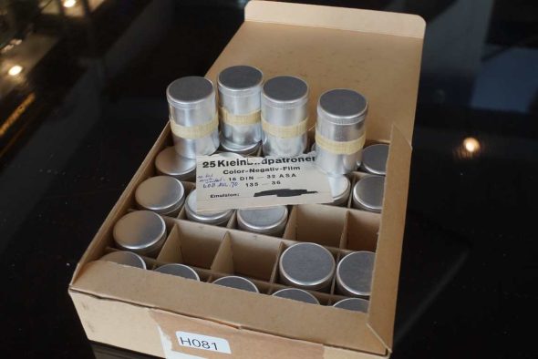 25x unknown color film in metal canisters, long expired (1970)