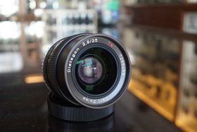 Carl Zeiss Distagon T* 25mm F/2.8 MMJ lens, w/ Canon EF converter