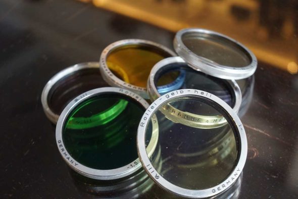 Rollei Rolleiflex Bay III filter lot of 6: Yellow, UV, Green, Etc.