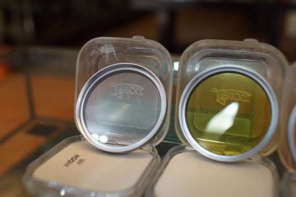 Leica Leitz E39 filter trio: UV, Orange and Yellow, in cases