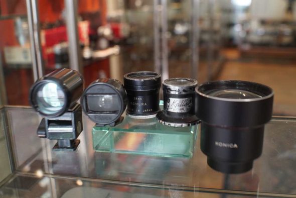 Lot of 5x viewfinder, incl Konica, Komura, Kallo en Soviet