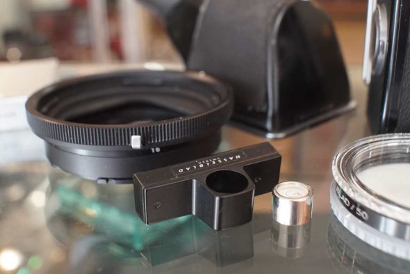 Hasselblad accessory lot: A16s back, tube, Prism, Filter