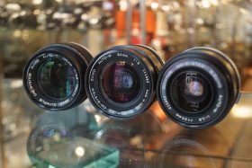 3x Olympus OM lens: 24mm F/2, 100mm F/2.8 and 35mm F/2.8, heavily worn, OUTLET