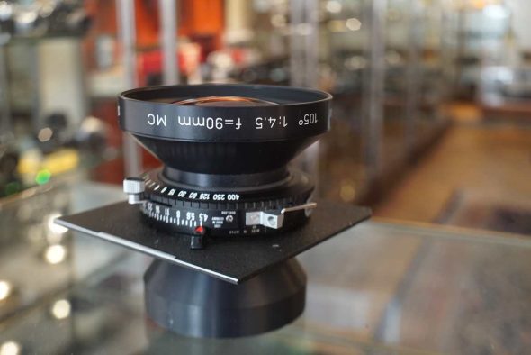 Sinar Sinaron 90mm F/4.5 MC lens in black Copal 1 shutter and Linhof board