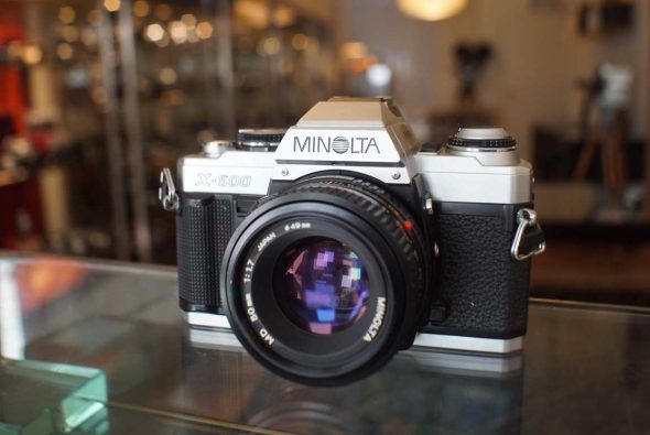 Minolta X-500 silver + MD 50mm f/1.7 lens