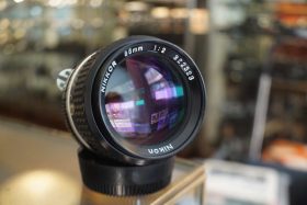 Nikon Nikkor 85mm F/2 AIS lens, boxed