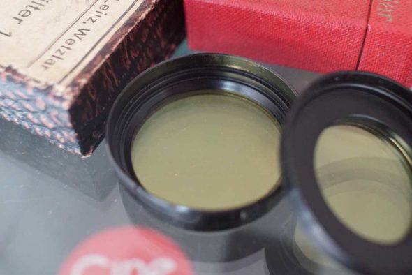 Pair of early LEICA Yellow contrast filters, FILBY, + Figro
