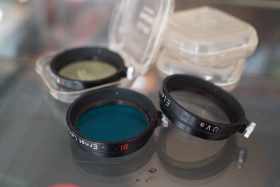 Leica lot of 3x A36 push on filters – Blue, warming and UV, cased
