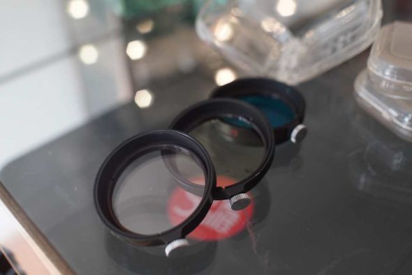 Leica lot of 3x A36 push on filters – Blue, warming and UV, cased