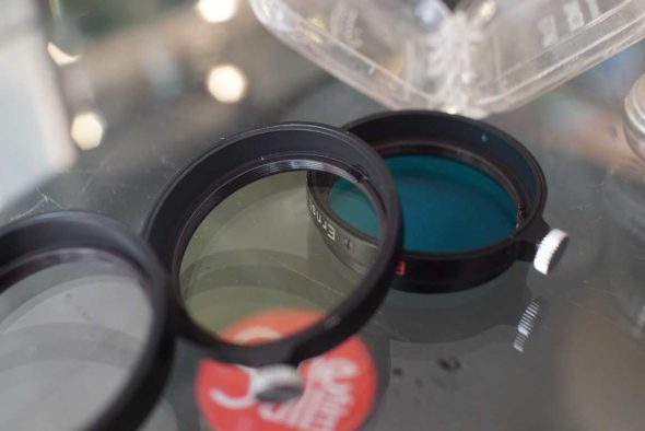 Leica lot of 3x A36 push on filters – Blue, warming and UV, cased