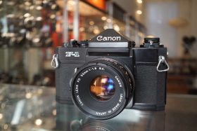 Canon F-1 + FD 50mm f/1.8 SC, with remark